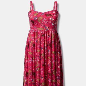 Midi Lenny Sweetheart Pink Leopard Print Dress With Pockets